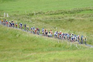 12 July 2017; A general view of the peloton on the ascent of the category one climb of Castle Hill during Stage 2 of the Scott Junior Tour 2017 at Ennis, Co. Clare. Photo by Stephen McMahon/Sportsfile