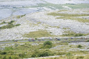 14 July 2017; A general view of the action as the race passes through the Burren during Stage 4 of the Scott Junior Tour 2017 at the Wild Atlantic Way, Co Clare. Photo by Stephen McMahon/Sportsfile *** NO REPRODUCTION FEE ***