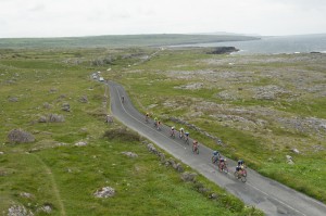 14 July 2017; A general view of the action as the race passes through the Burren during Stage 4 of the Scott Junior Tour 2017 at the Wild Atlantic Way, Co Clare. Photo by Stephen McMahon/Sportsfile *** NO REPRODUCTION FEE ***