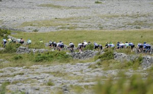 14 July 2017; A general view of the action as the race passes through the Burren during Stage 4 of the Scott Junior Tour 2017 at the Wild Atlantic Way, Co Clare. Photo by Stephen McMahon/Sportsfile *** NO REPRODUCTION FEE ***