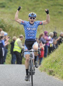 15 July 2017; Lane Maher of Hot Tubes after winning Stage 5 of the Scott Junior Tour 2017 at Gallows Hill, Co Clare. Photo by Stephen McMahon/Sportsfile *** NO REPRODUCTION FEE ***