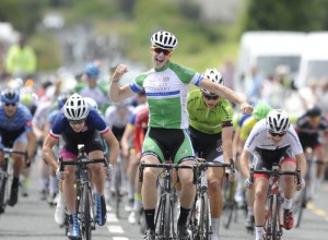 16July 2017; John Butler of Cycling Ulster after winning Stage 6 of the Scott Junior Tour 2017 in Ennis, Co Clare. Photo by Stephen McMahon/Sportsfile *** NO REPRODUCTION FEE ***