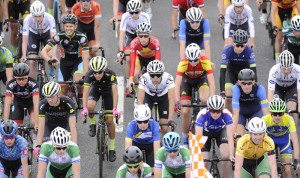 16July 2017; A general view of the peloton during Stage 6 of the Scott Junior Tour 2017 in Ennis, Co Clare. Photo by Stephen McMahon/Sportsfile *** NO REPRODUCTION FEE ***